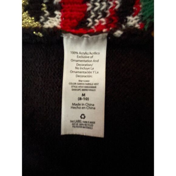 Holiday Time Santa Ugly Christmas Sweater Vest Women’s Medium 8-10 - Picture 10 of 12